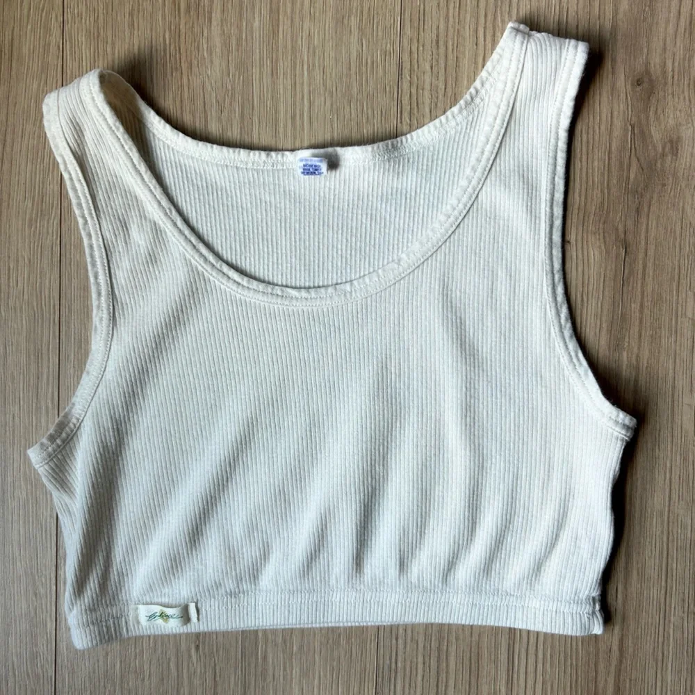 VINTAGE ENHANCE 90s Ribbed 100% Cotton Bralette Lounge Bra Brami Lagenlook Sz L